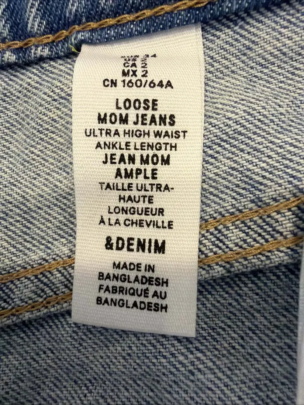Moms Loose Wide Legs High Waist Jeans 2 W26”/L 26”